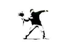 Banksy Protester Throwing Flowers Black Vinyl Decal Weatherproof 3.5 Inches Usa Banksy Protester Throwing Flowers Black Vinyl Decal Weatherproof 3.5 Inches Usa