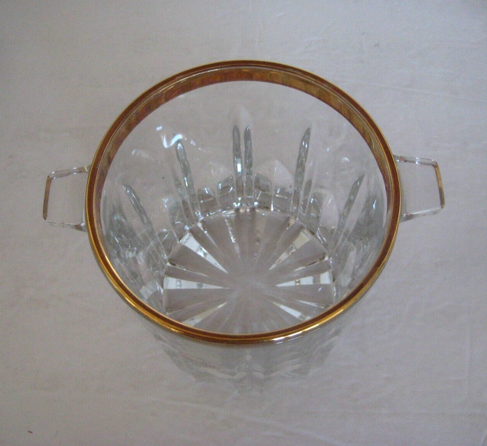 Vintage IMPERIAL HAND MADE CRYSTAL Ice Bucket + 4 Whiskey Tumblers Gold