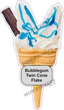 Eiswagen Aufkleber Twin Cone mit Kaugummisauce & Flocke 99 Anh&auml;nger Decals