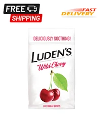 Luden's Wild Cherry Throat Drops | Deliciously Soothing | 30 Drops | 1 Bag.