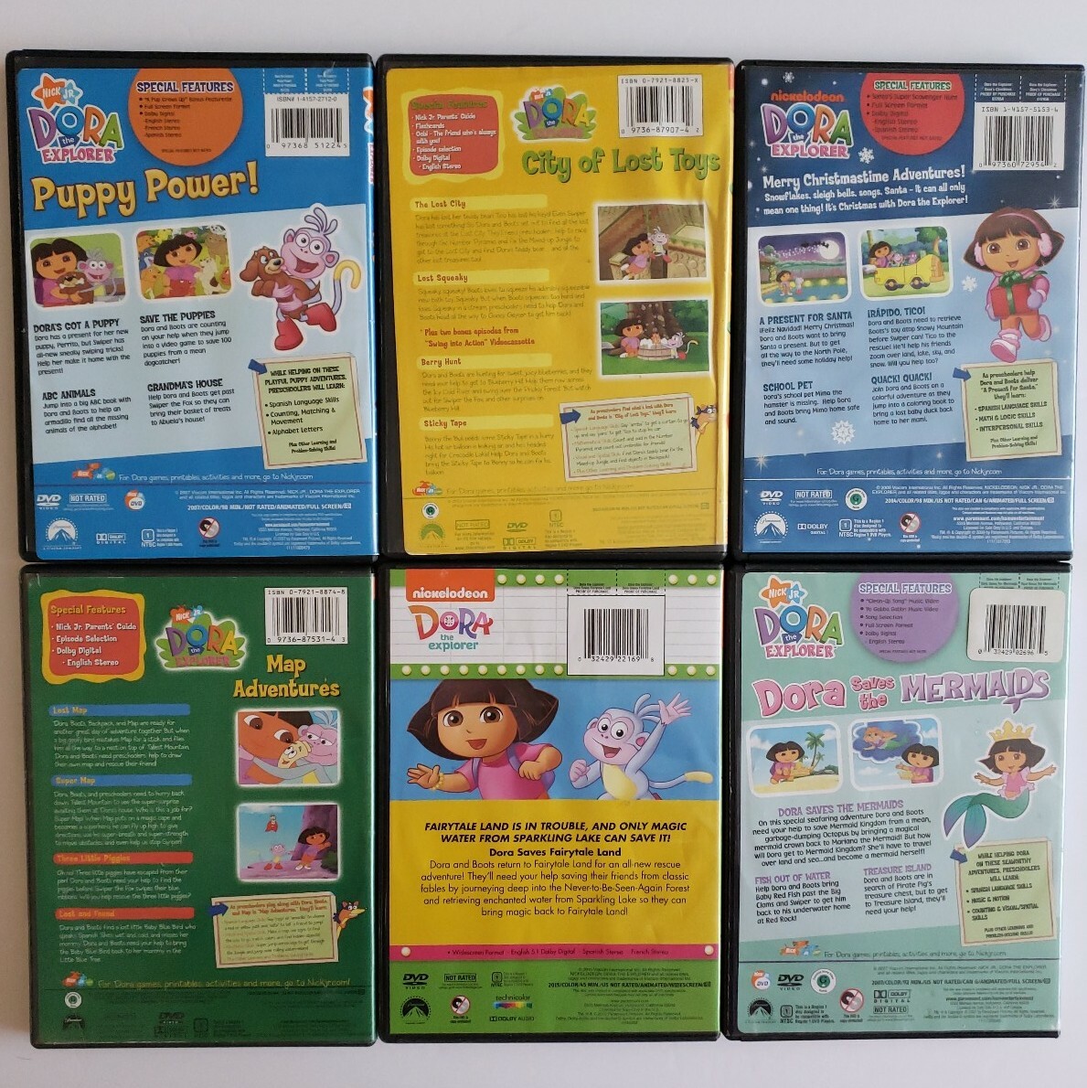 Dora the Explorer 6 DVD Lot 20+ep Puppy Mermaid Adventure Learning