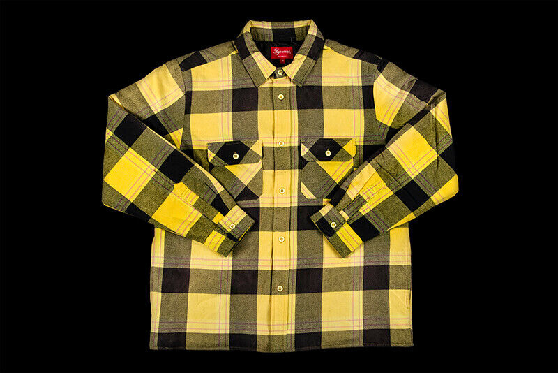 Supreme Quilted Flannel Shirt Yellow FW20 Size M