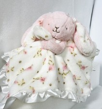 Little Me Bunny Plush Floral Easter Satin Security Blanket Lovey Rattle 13