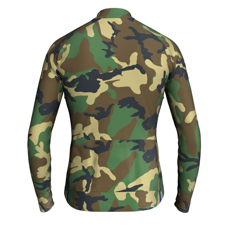 Camo Cycling Jersey Long Jacket Bike Wear Military Coat Green Road