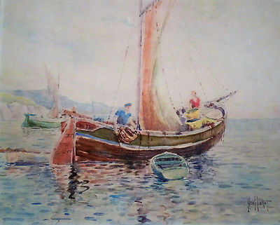 Noel Pichot (XIX. Jahrhundert) - Fischerboot - Aquarell