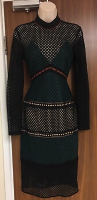SELF-PORTRAIT Forest Fitted Midi Dress - UK 8 / US 4