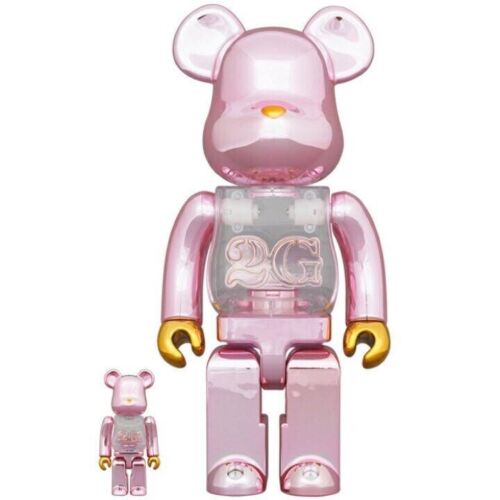 BE@RBRICK 2G PINK GOLD CHROME 100％ & 400％ EXCLUSIVE MEDICOM TOY BEARBRICK - Picture 1 of 3