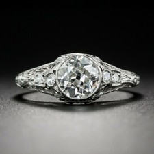 Antique 1.75Ct White Round Cut CZ Art Deco Engagement Ring Solid 925 Silver