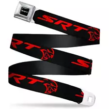 Dodge SRT Red Logo Black Webbing Seatbelt Chrome Buckle Belt Official Licensed