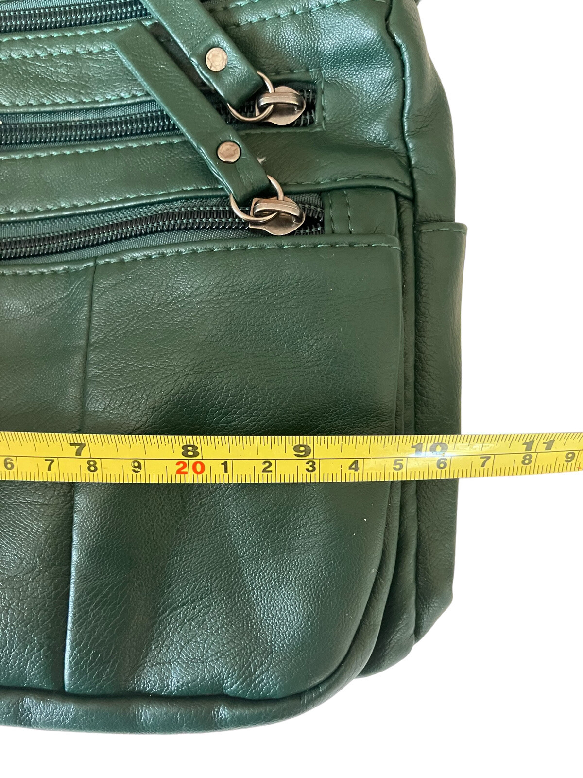 Volganik Rock Crossbody Bag Purse Green Plush Faux Soft Leather Zip Pockets