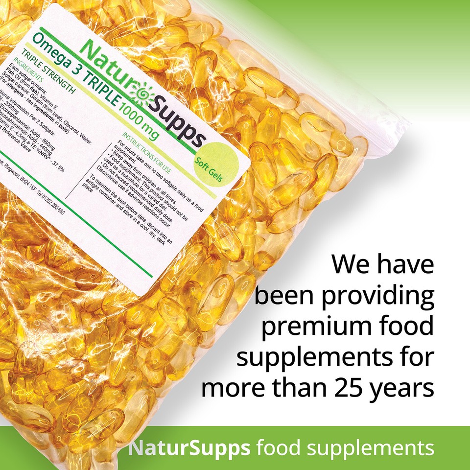 Omega 3 Fish Oil 1000mg - 330mg EPA & 220mg DHA per Capsule ...