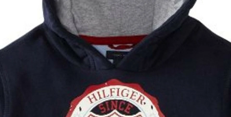 Nuevo Tommy Hilfiger Niños Sudadera con Capucha Azul Marino Nuevo con Etiquetas Mediano y Grande Bolsillo Frontal Foto 4 de 4