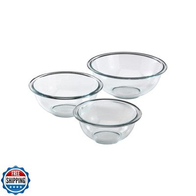 Pyrex Essentials (3-Piece) Glass Mixing Bowls Set For Prepping, Baking and Co