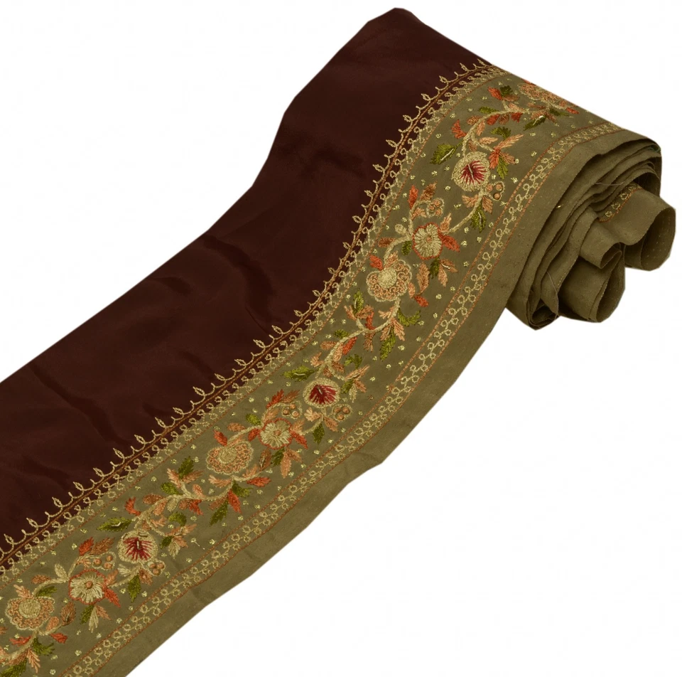 Sushila Vintage Saree Border Artesanato Indiano Guarnição de Costura Bordada à Mão Renda - Imagem 2 de 4