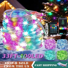 33ft 100 LED Smart Fairy String Lights RGB Color Changing for Xmas Party Decor