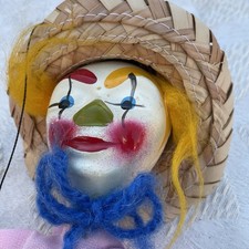 ANCIENNE MARIONNETTE CLOWN Tête Bois Tige Main Cornet Jouet Ancien EUR 12,90 - FR