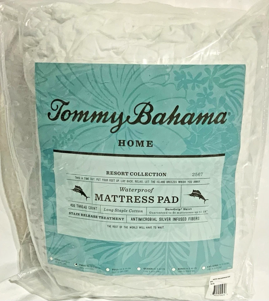 Almohadilla de colchón Tommy Bahama Resort Collection impermeable doble XL-400 TC Foto 2 de 2