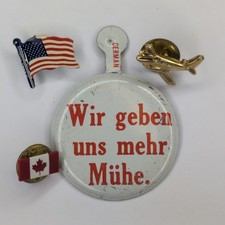 x4 LOT c1970s German AVIS Aviation American Flag Canadian Airplane Pin Button E9
