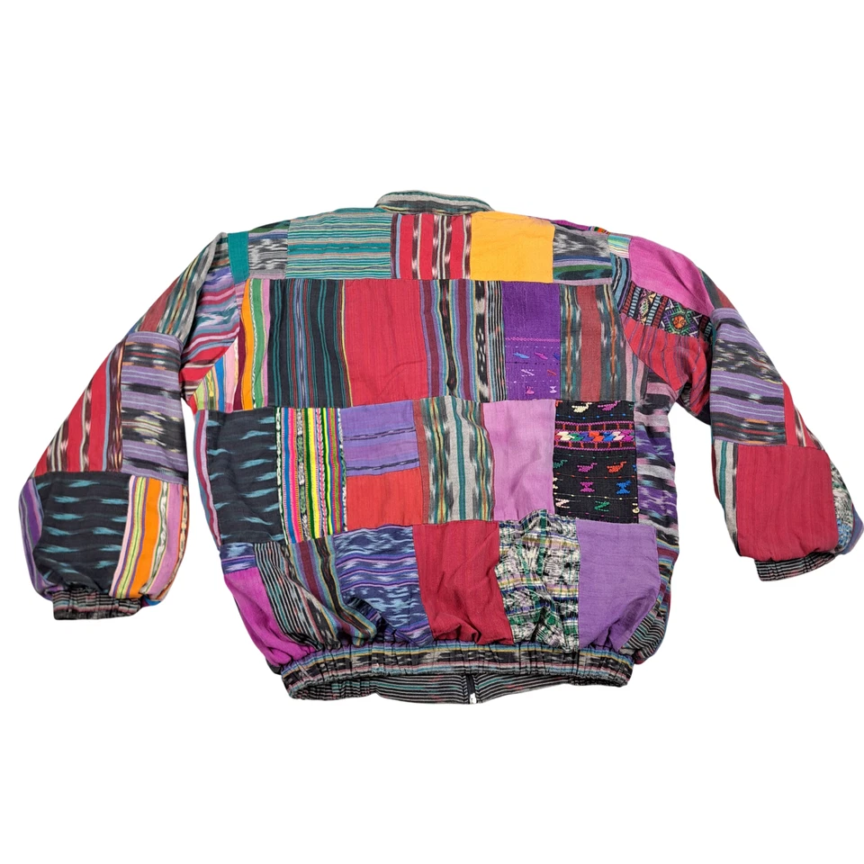 Chaqueta Bomber Parche Vintage Guatemala Textil Mixto Cremallera Completa Años 80 Adulto XL Foto 2 de 4