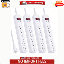 3 Ft. 6-Outlet Power Strip Surge Protector, White 4-Pack