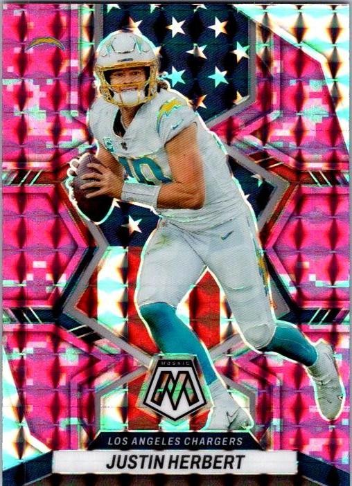 2022 Panini Mosaic #254 Justin Herbert Mosaic Camo Pink