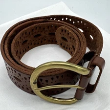 New Lucky Brand Brown Leather Belt Womens Small With Cut Outs