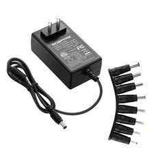 Power Adapter 12V-2A 1.5A 1.25A 1A AC/DC Power Cord 5.5x2.1mm with 8 Tips Mad...