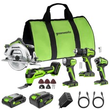 Greenworks 5-tlg-Set Bohrschrauber, Schlagschrauber, Kreiss&auml;ge, Multitool, Lampe