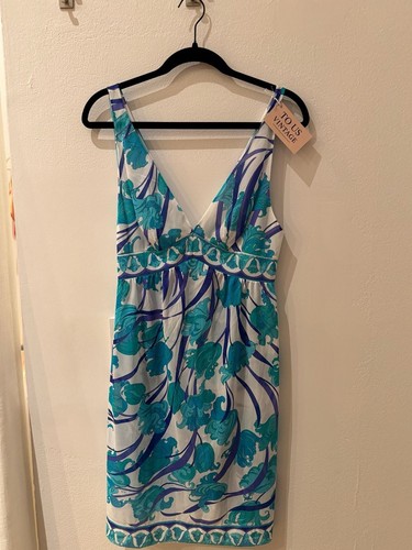 Vintage Pucci for Formfit Blue Floral Print V-Neck Dress