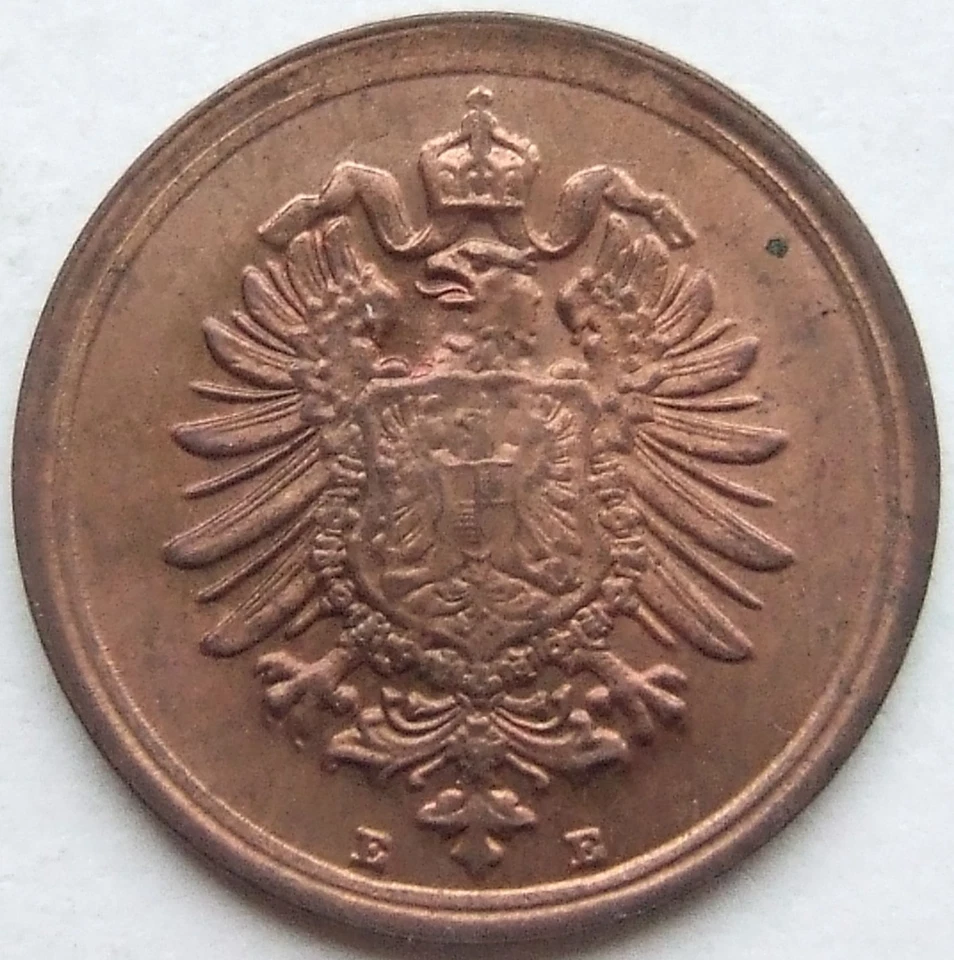 Coin German Empire Kaiserreich 1 Pfennig 1887 E Uncirculated - Image 2 of 2
