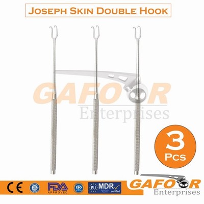 3 pcs Joseph Double Skin Hook 2mm Plastic Dermal Surgical Instruments