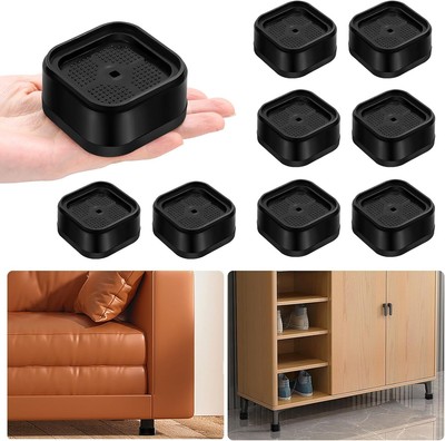 shouwuhho 8 Pack Furniture Risers Adjustable Bed Heavy 8 Pack, Black 