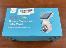 1080p WiFi Security Camera with Solar Panel, Battery Powered, Pan Tilt, White