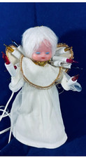 MCM White Haired Christmas Sleepy Eyed Angel Light Tree Topper 10 Lights  Works