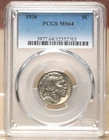 1936 BUFFALO NICKEL PCGS MS64 552765