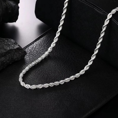 925 Sterling Silver Italian Rope Chain Men's Necklace 4mm - NEW**