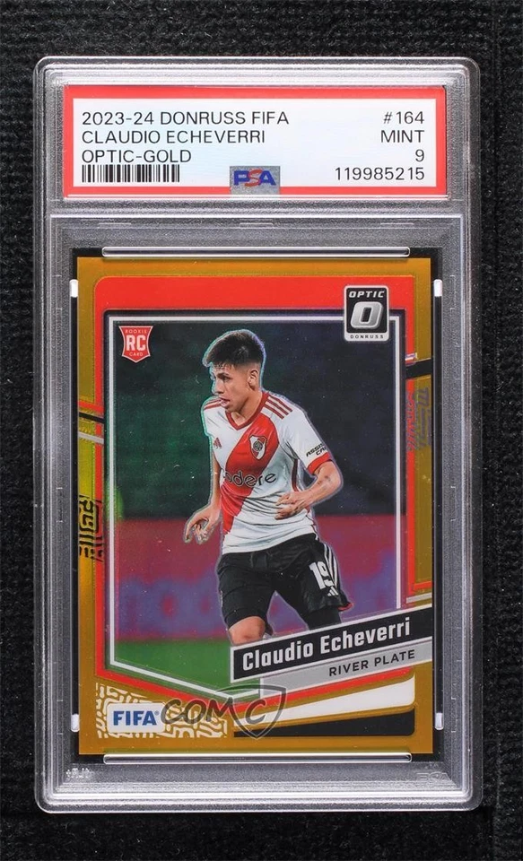 2023 Panini Donruss FIFA Optic Gold Prizm 7/10 Claudio Echeverri #164 PSA 9 MINT