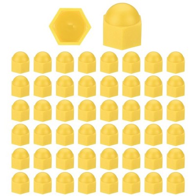 50 Pcs Hex Nut Cover, M16x10x14mm Screws Bolt Covers Caps, Yellow
