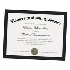 Certificate Frame with Clear Plexiglass, 8.5 byPicture Diploma 1 Black