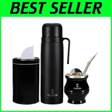 Double-Walled Insulated Yerba Mate Set: Elegant Gourd, Bombilla, & Container Kit