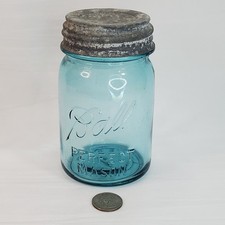 Vintage Ball #1 Blue Perfect Mason PINT Jar With Zinc Lid