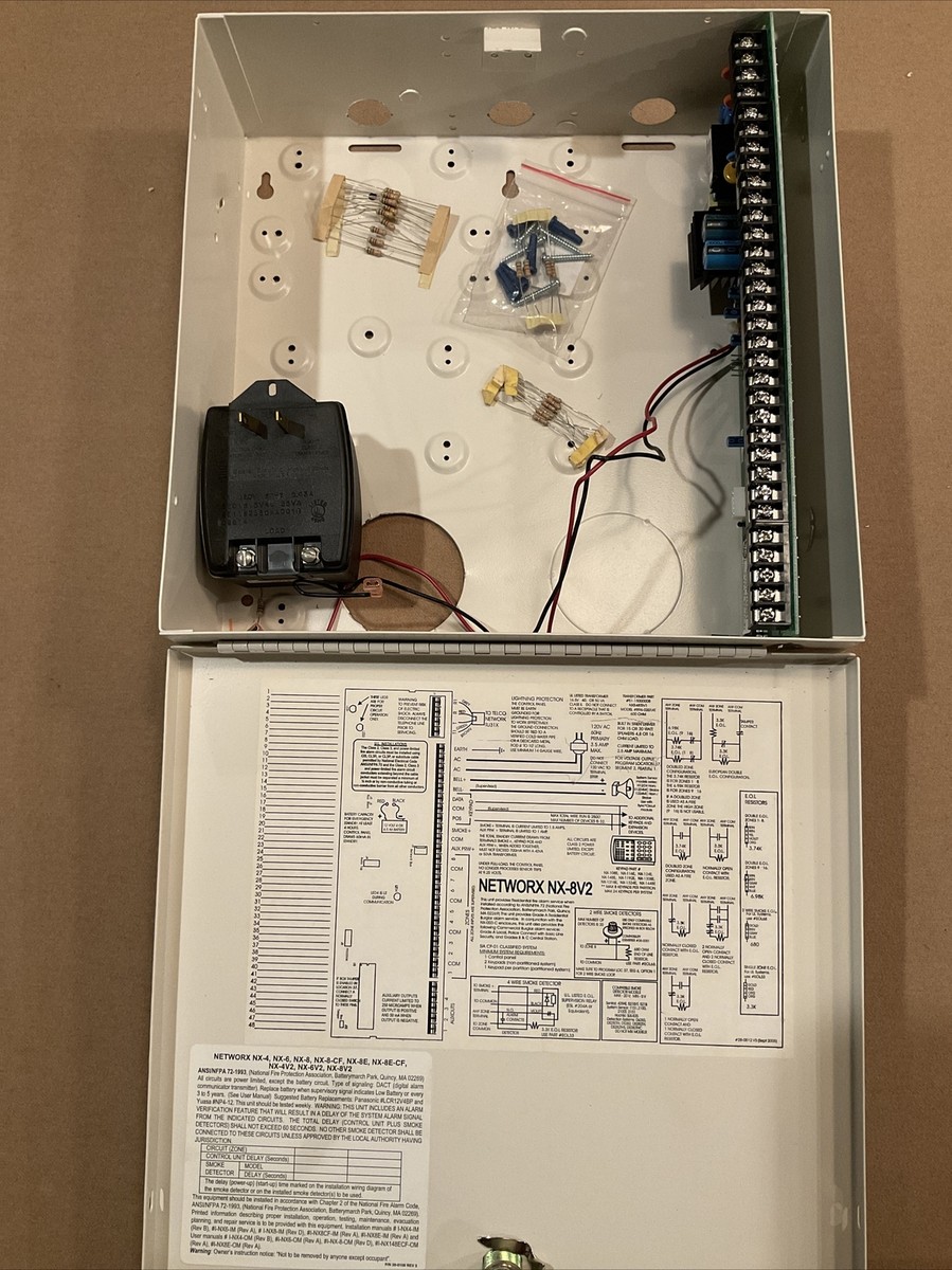 GE NetworX NX-8V2 Security Alarm System Panel, Enclosure & Power