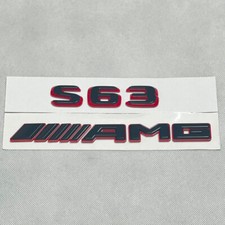 S63 AMG Emblem GLOSS BLACK Red Rear Trunk Badge Nameplate For Mercedes W222