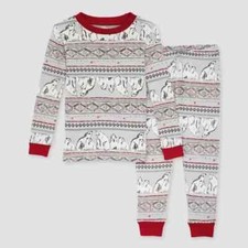 NEW Burt's Bees Baby Kids' 2pc Christmas Snug Fit Pajama Set - Light Gray