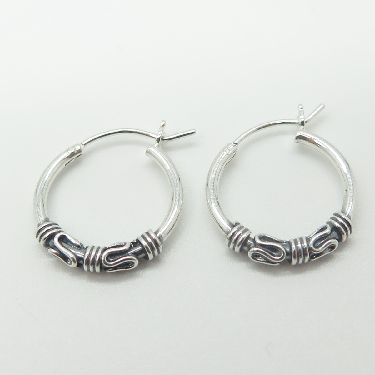 HAN 925 Sterling Silver Roped Hoop Earrings | eBay