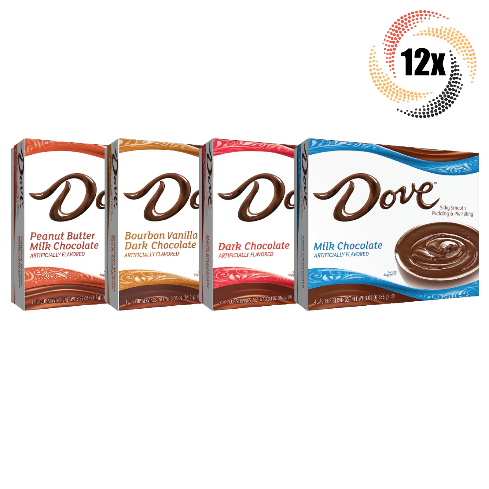 12 упаковок шоколадного пудинга с начинкой Dove Variety по 4 порции в каждой Смешивайте и сочетайте по вкусу 8590₽
