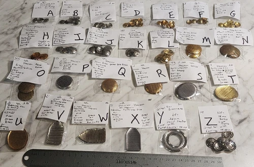 Vtg Miriam Haskell Perforated Disk Top bottom Plate Bead wire Brass Silver 127