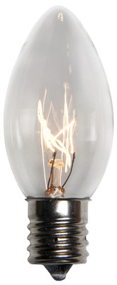 25 C9 Clear Incandescent Christmas Light Bulbs 7 Watt E17 Base