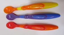Three Munchkin Kids Colorful BPA Free Plastic 6.5" Long Baby Feeding Spoons