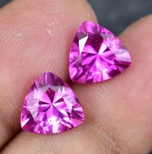 Pair Of Natural Mogok Pink Ruby AGL Certified 9 x 8 mm Trillion Shape Gemstone